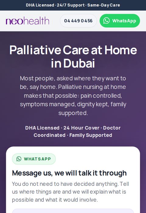 Palliative care at home landing page